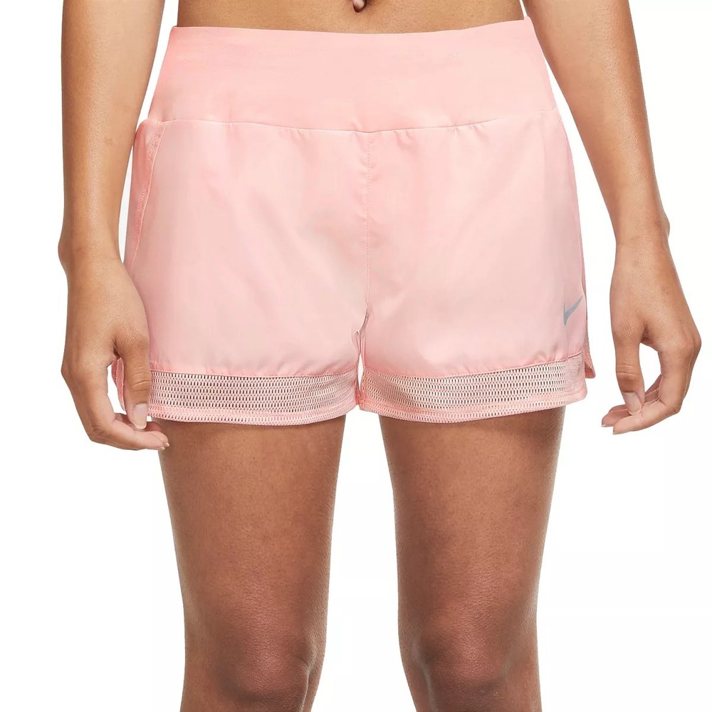 Women's Nike Dri-FIT Crew Running Shorts, Size Large L ATMOSPHERE SILVER NEW